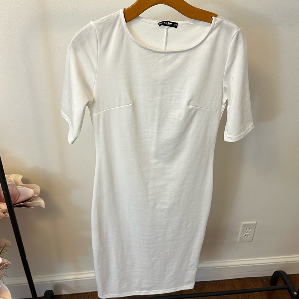 White sheath dress